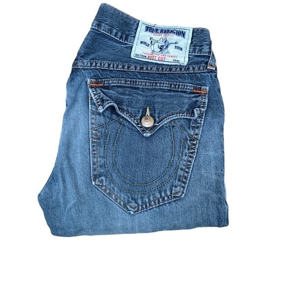 VINTAGE True Religion Jeans Size 32 STRAIGHT Blue - Picture 2 of 7